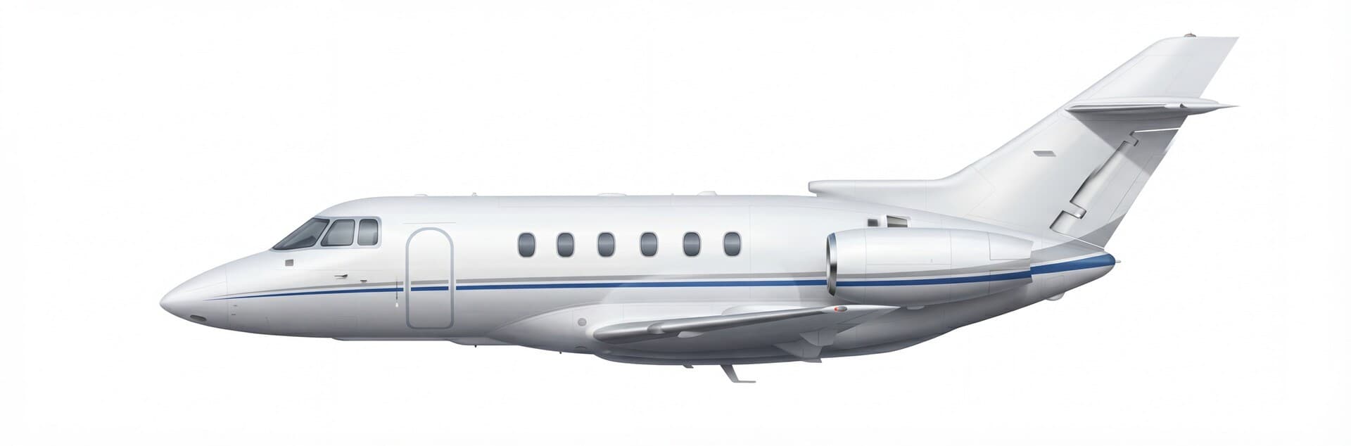 BAe 125-700 super midsize jet exterior — charter with VOLO