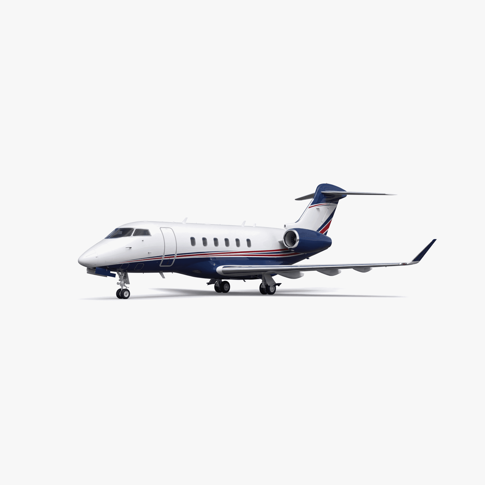 Challenger 350 スーパーミッドサイズジェット 3Dレンダリング — Bombardierの外観詳細ビュー