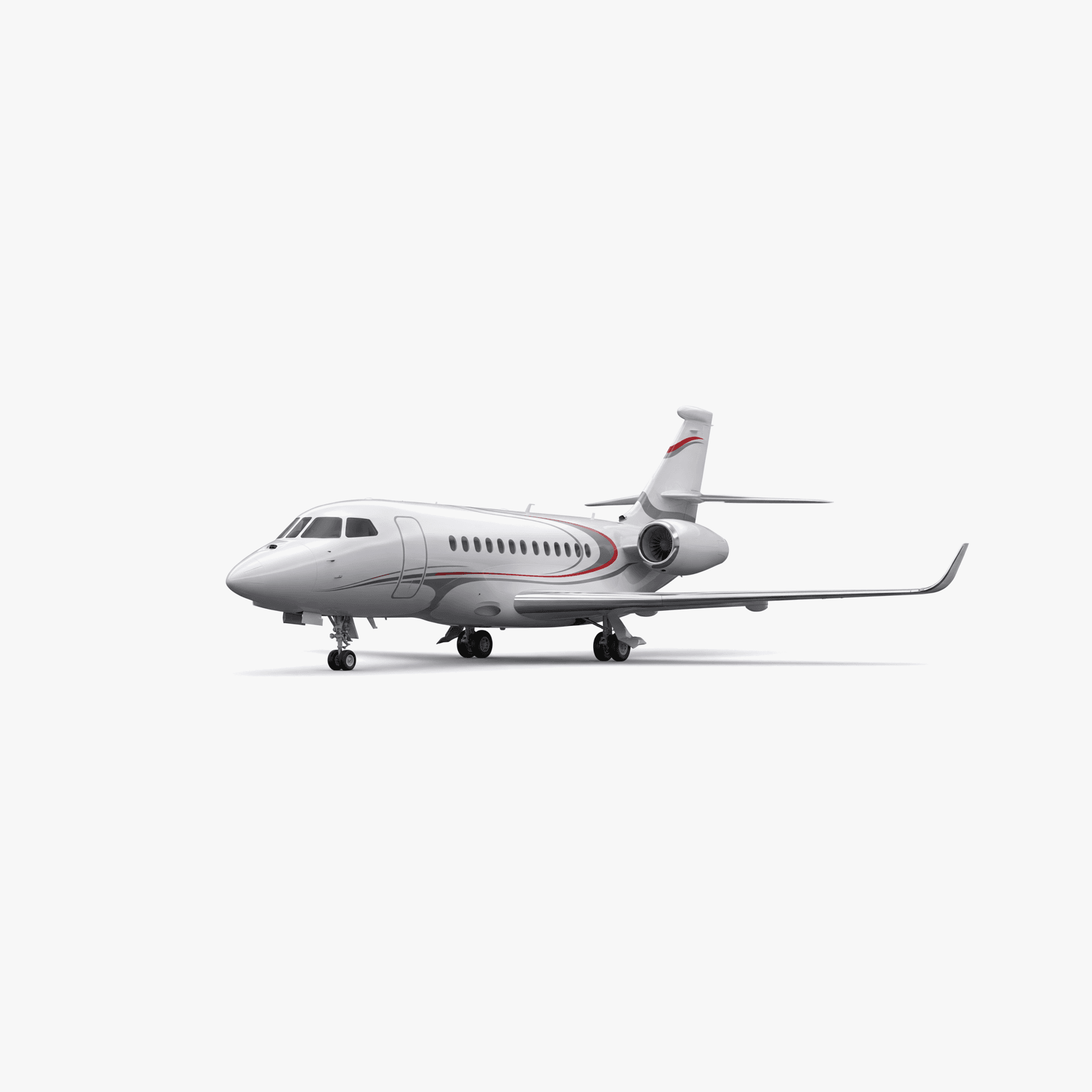 Falcon 6X Ultra Long Range private jet — 3D exterior view from VOLO charter fleet